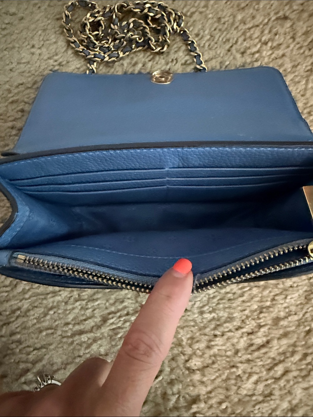 Authentic Tory Burch Blue Leather Britton Top-Handle Crossbody - Picture 5 of 6